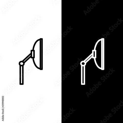 Set line Windscreen wiper icon isolated on black and white background.  Vector Illustration