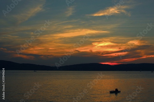Calm Sunset on Peaceful Lake Scenery