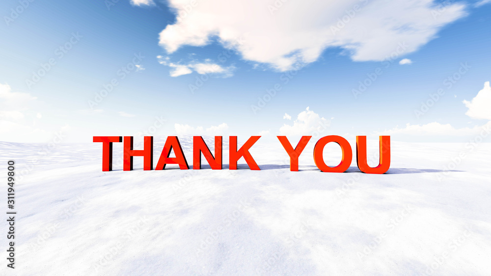 Thank You Text in Snow, Winter Concept, 3D Rendering Stock Illustration ...