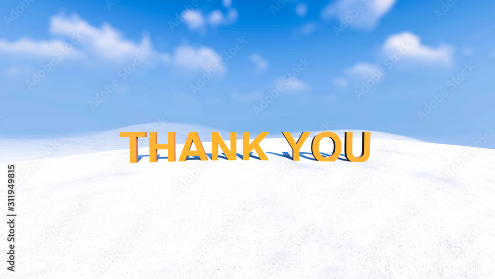Thank You Text in Snow, Winter Concept, 3D Rendering Stock Illustration ...