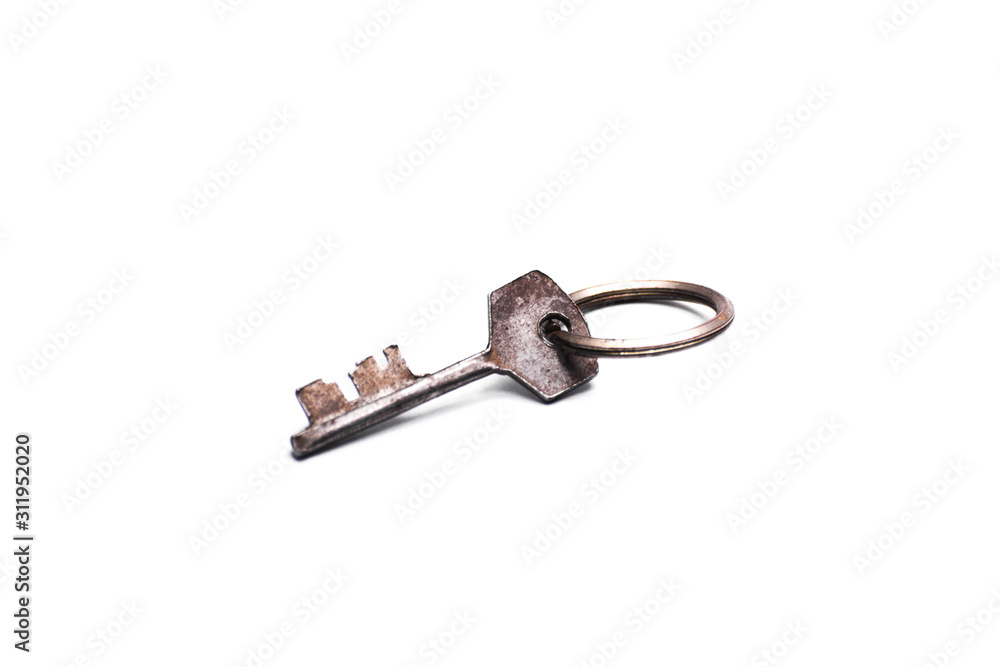 Single old key isolated on white background Single old key isolated on white background