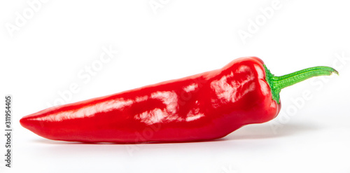 Red hot chili peppers on a white background