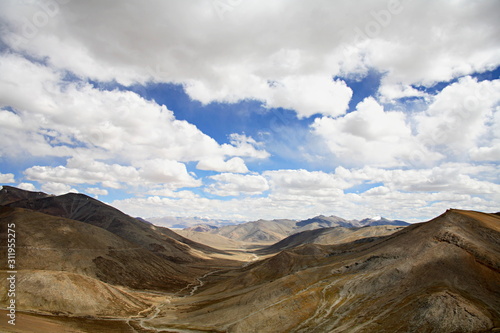 A view from Tanglang-la pass. Second highest motorable road in the world - 17725 feet from sea level Leh Jammu Kashmir India
