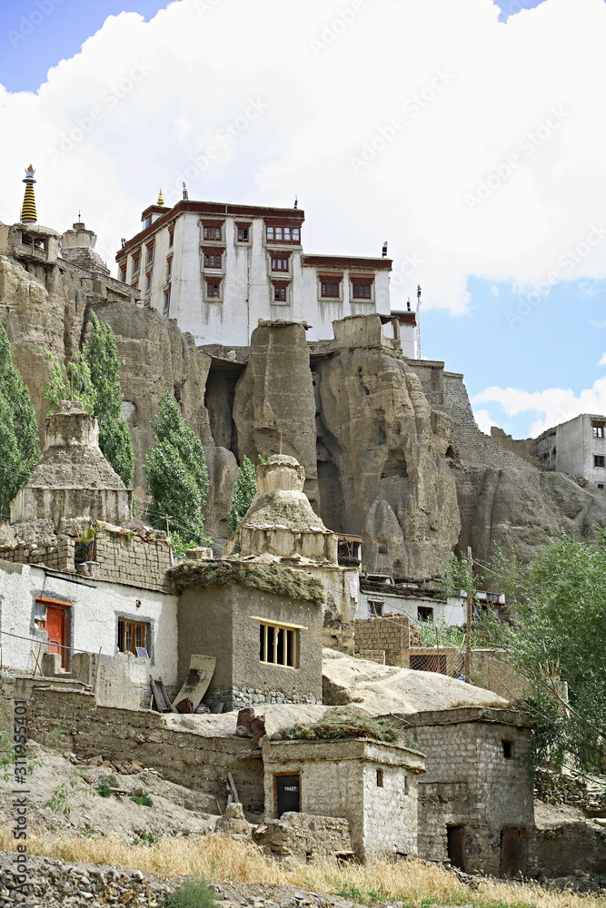 Lamayuru monastery is located on a high rocky outcrop, Leh Ladakh, India