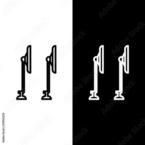 Set line Windscreen wiper icon isolated on black and white background.  Vector Illustration