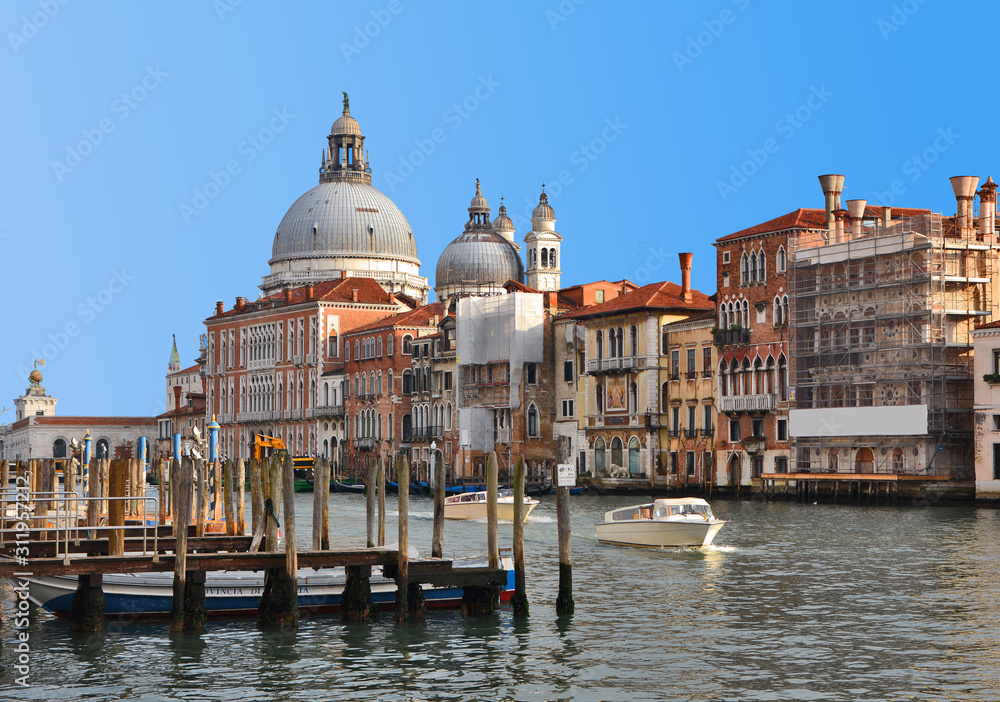 Old palaces along the grand canal in Venice, Italy