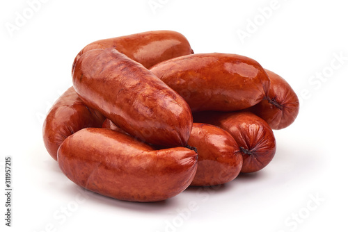 Beer sausages for grill, isolated on white background