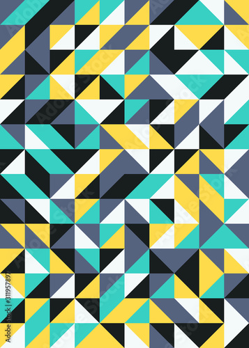 Seamless pattern with random colored quarter circles Generative Art background illustration