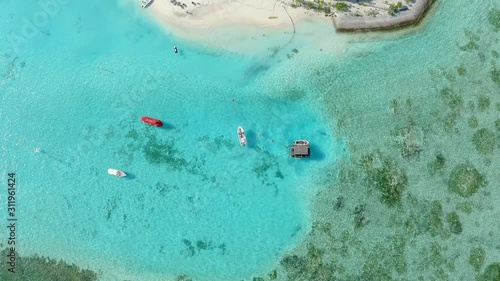 Aerial view, flight over the outer reef with Corals of the South Male Atoll Maldives photo