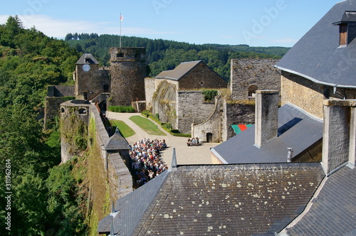 Bouillon Belgium. The inner courtyard of the Bouillon medieval castle.