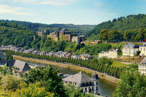 Bouillon Belgium. Panorama of the city. Medieval Bouillon Castle