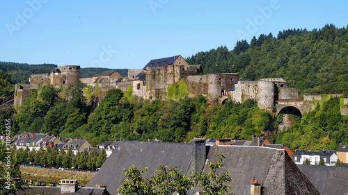 Bouillon Belgium. Panorama of the city. Medieval Bouillon Castle