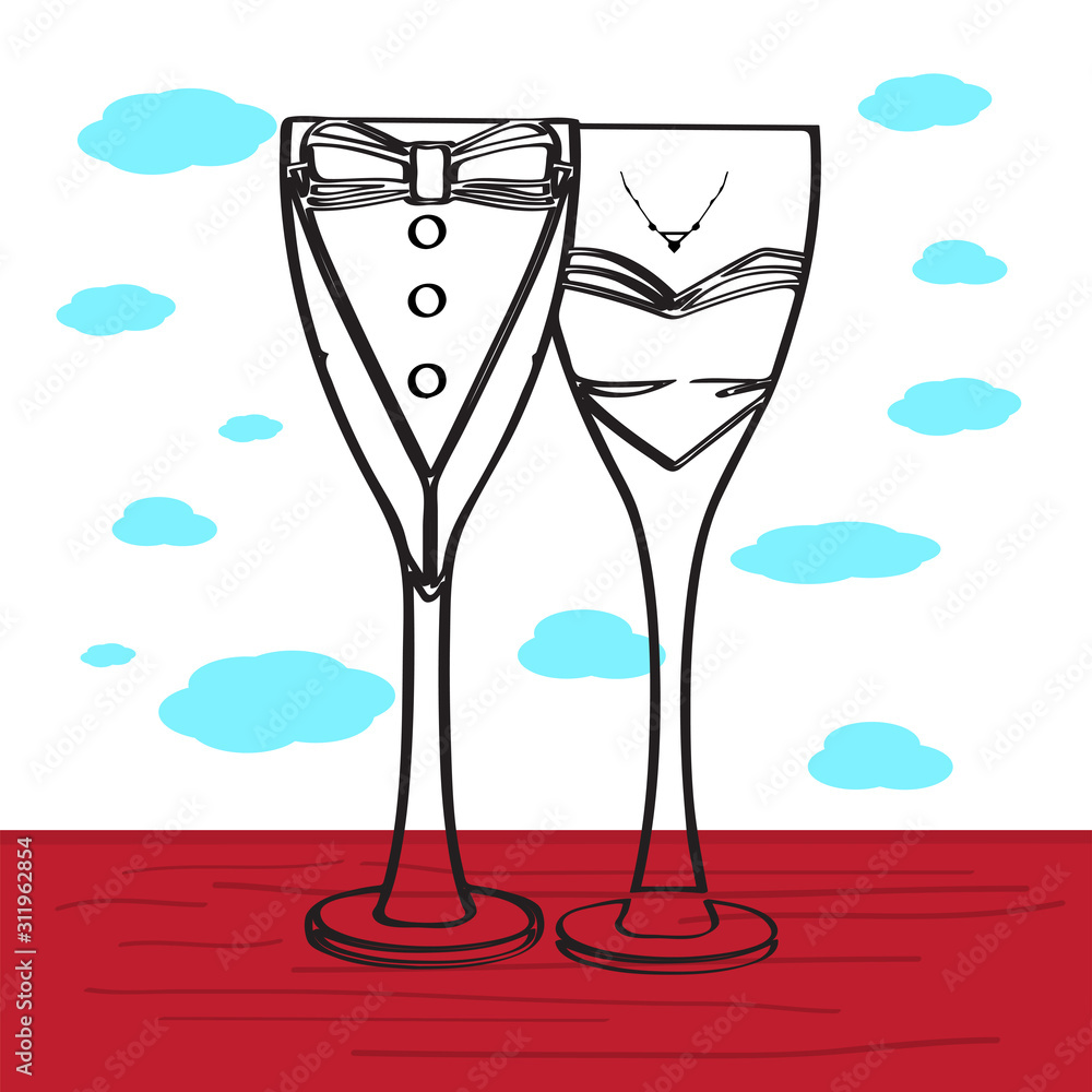 Obraz premium Champagne glasses illustration