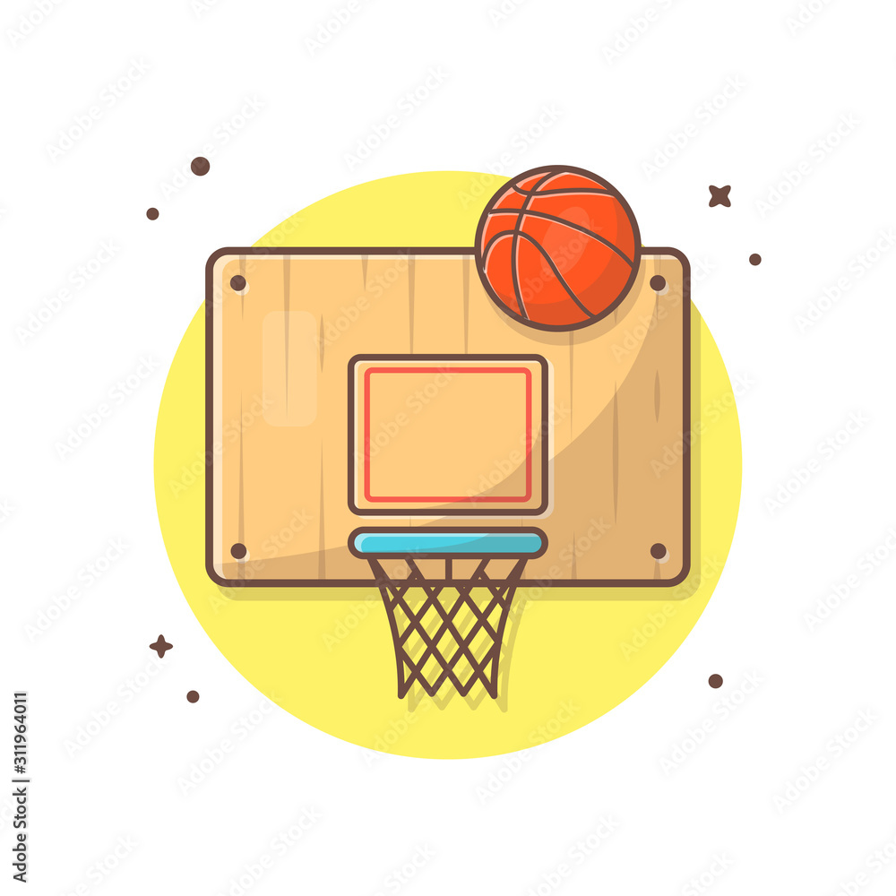 BasketBall with Hoop and Ring Vector Illustration. Net with round circle. Basketball Net Board