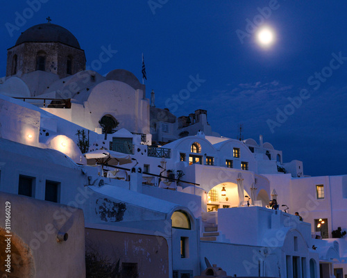 oia village in santorini night