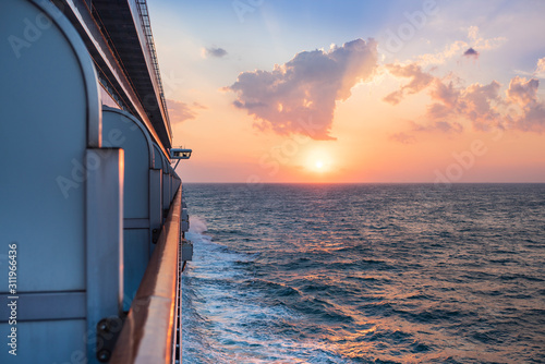 Beautiful sunset under water from the cruise ship © Yana Shevchenko