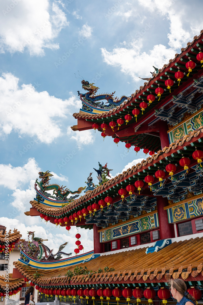 KUALA LUMPUR, MALAYSIA Pagoda roof top decorated with red lanterns KUALA LUMPUR, MALAYSIA Pagoda roof top decorated with red lanterns
