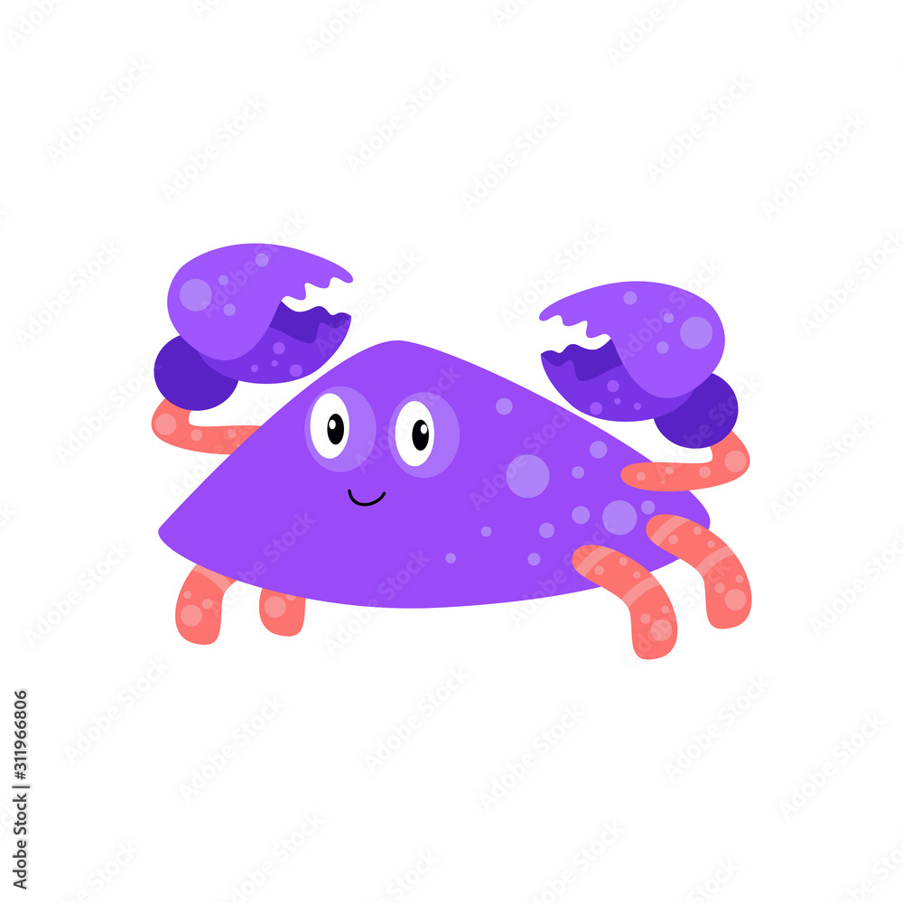 Crab Character Cute Cartoon Funny Happy Vector Template Design Illustration Crab Character Cute Cartoon Funny Happy Vector Template Design Illustration