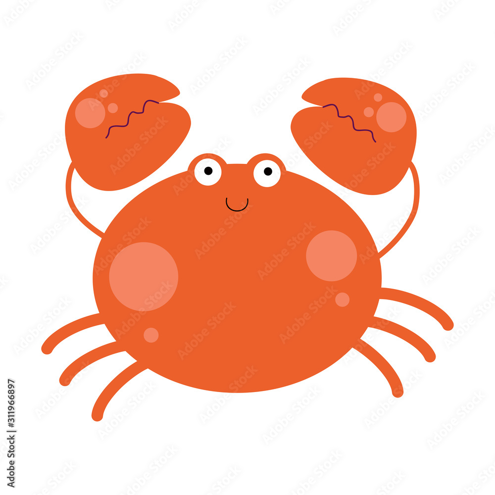 Crab Character Cute Cartoon Funny Happy Vector Template Design Illustration Crab Character Cute Cartoon Funny Happy Vector Template Design Illustration