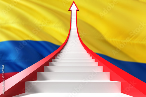 Colombia success concept. Graphic shaped staircase showing positive financial growth. Business theme.