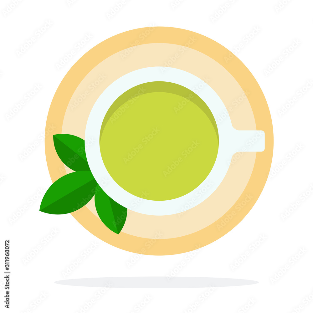 Green tea with mint top view
