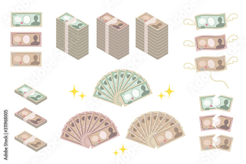 日本紙幣、お札イメージセット