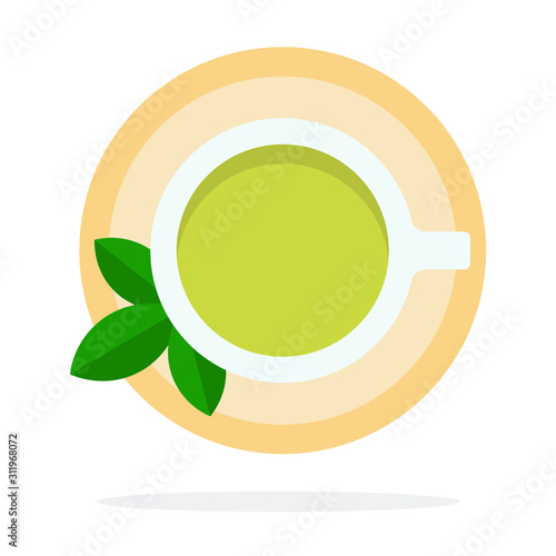 Green tea with mint top view