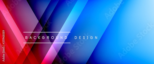 Arrow lines, technology digital template with shadows and lights on gradient background. Trendy simple fluid color gradient abstract background with dynamic straight shadow lines effect