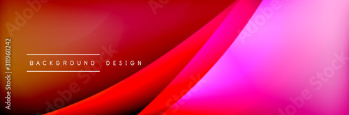 Flowing waves with 3d shadow effects and fluid gradients. Dynamic trendy abstract background. Vector Illustration