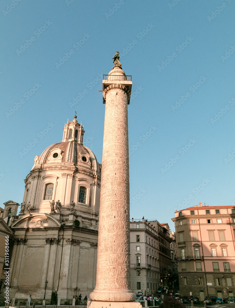Trajan's Column located in Trajan's Forum, Rome, Italy
