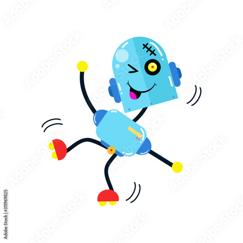 Fun Robot Dance. Boy Robot Robots. Cartoon Cute Vector Template Design Illustration