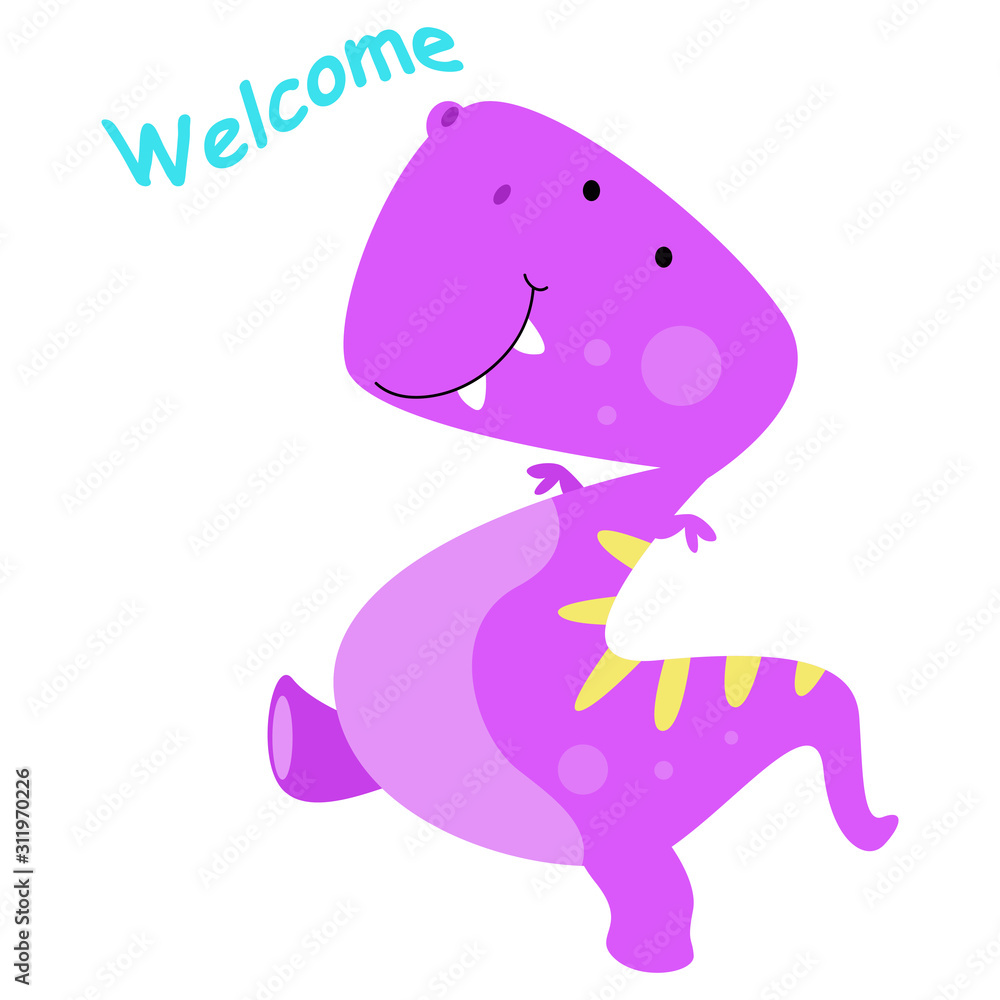 happy dinosaur cute cartoon vector template design illustration