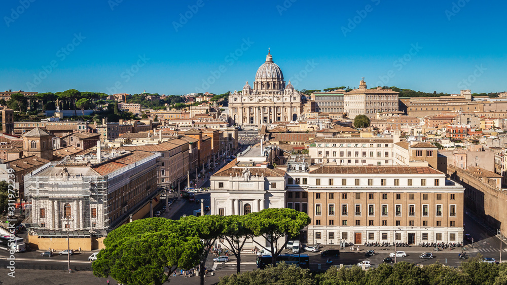 St. Peter's Basilica, Vatican City on a cloudless day