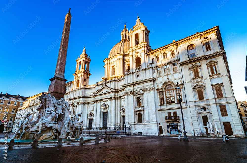Piazza Navona with fountain, Navona Square, Rome Italy