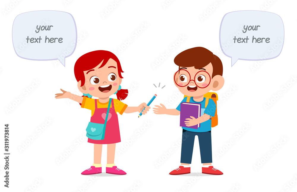 happy cute kids boy and girl study together