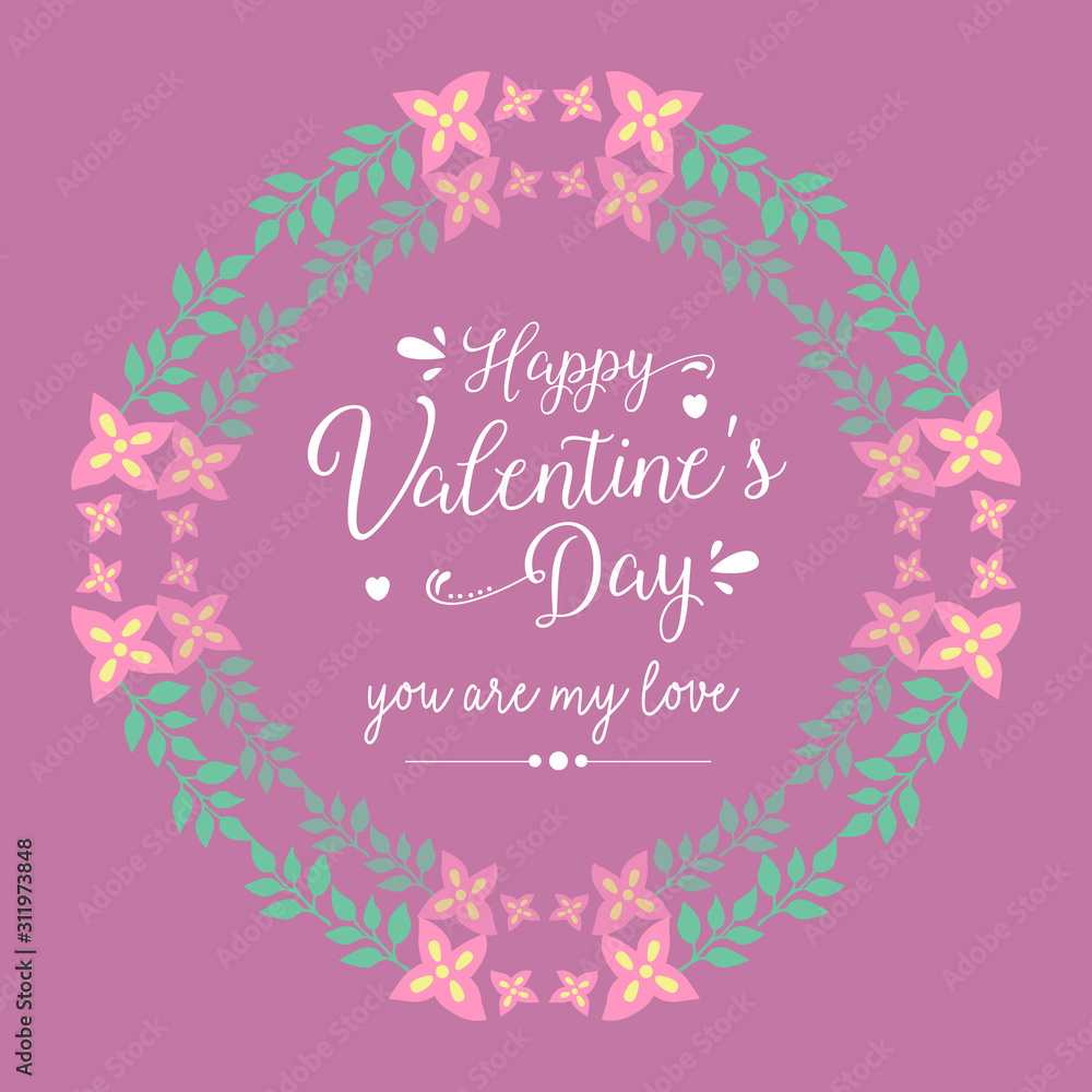 Decorative frame with elegant pink flower, for romantic happy valentine invitation card design. Vector