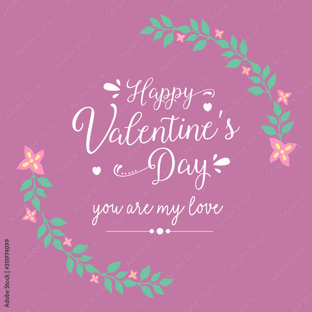 Unique pattern leaf and floral frame, for romantic happy valentine greeting card template design. Vector Unique pattern leaf and floral frame, for romantic happy valentine greeting card template design. Vector