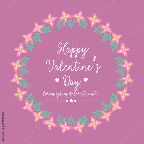 Seamless ornate of leaf floral frame pattern, for happy valentine invitation card decor. Vector