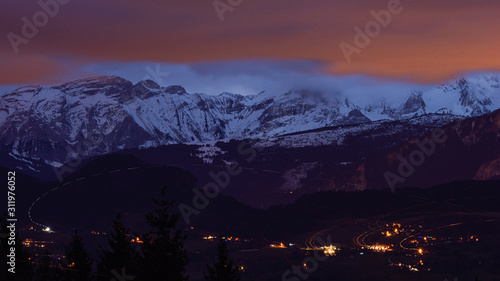 Massif des bornes sous la neige, Alpes, Haute-Savoie
