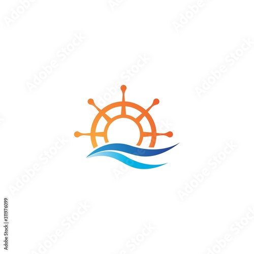 Steering ship logo template vector icon design