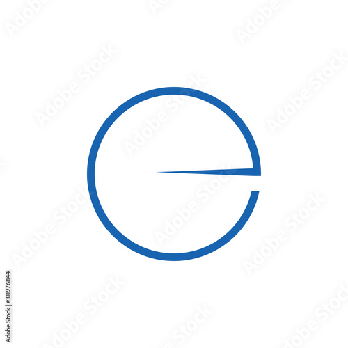 letter e thin needle circle logo vector