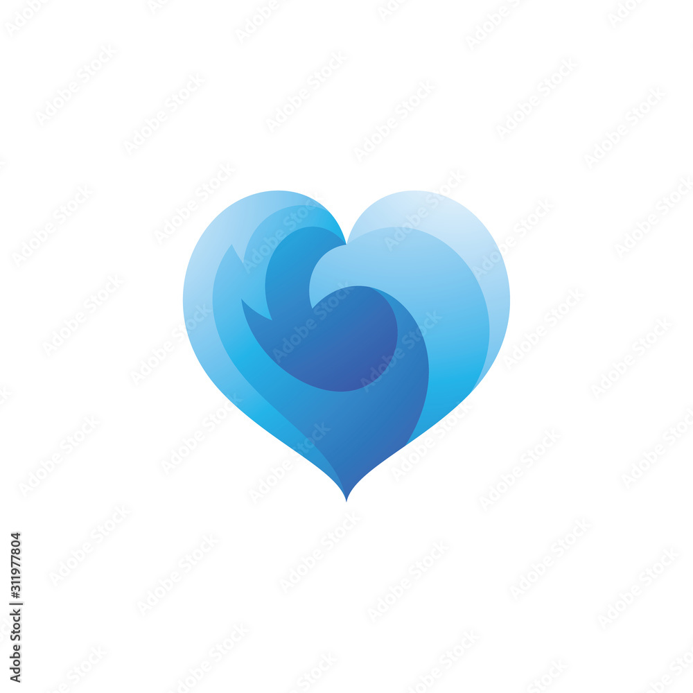 Abstract Bird and Heart Love Logo Icon
