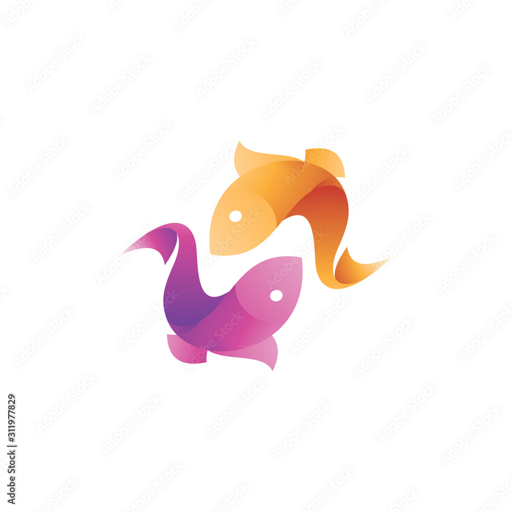 Abstract Gradient Fish Illustration Logo Icon Abstract Gradient Fish Illustration Logo Icon
