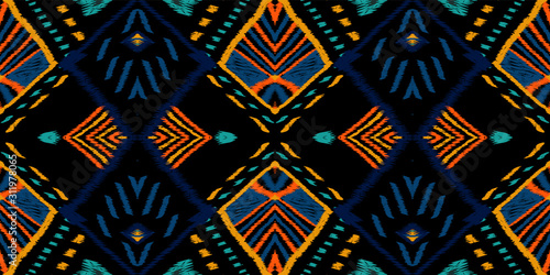 Cold Retro Ikat. Coral Batik Vector Seamless Pattern. Ethnic Chevron Rustic Print. Marine Japanese Arabic Background. Fashion Tie Dye African.