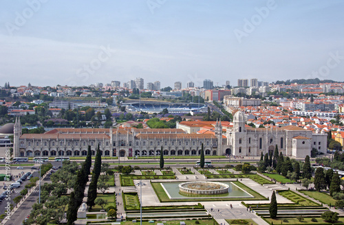 Aerial view on prominent Jeronimos (Hieronymites) Monastery in Lisbon, Portugal, Europe