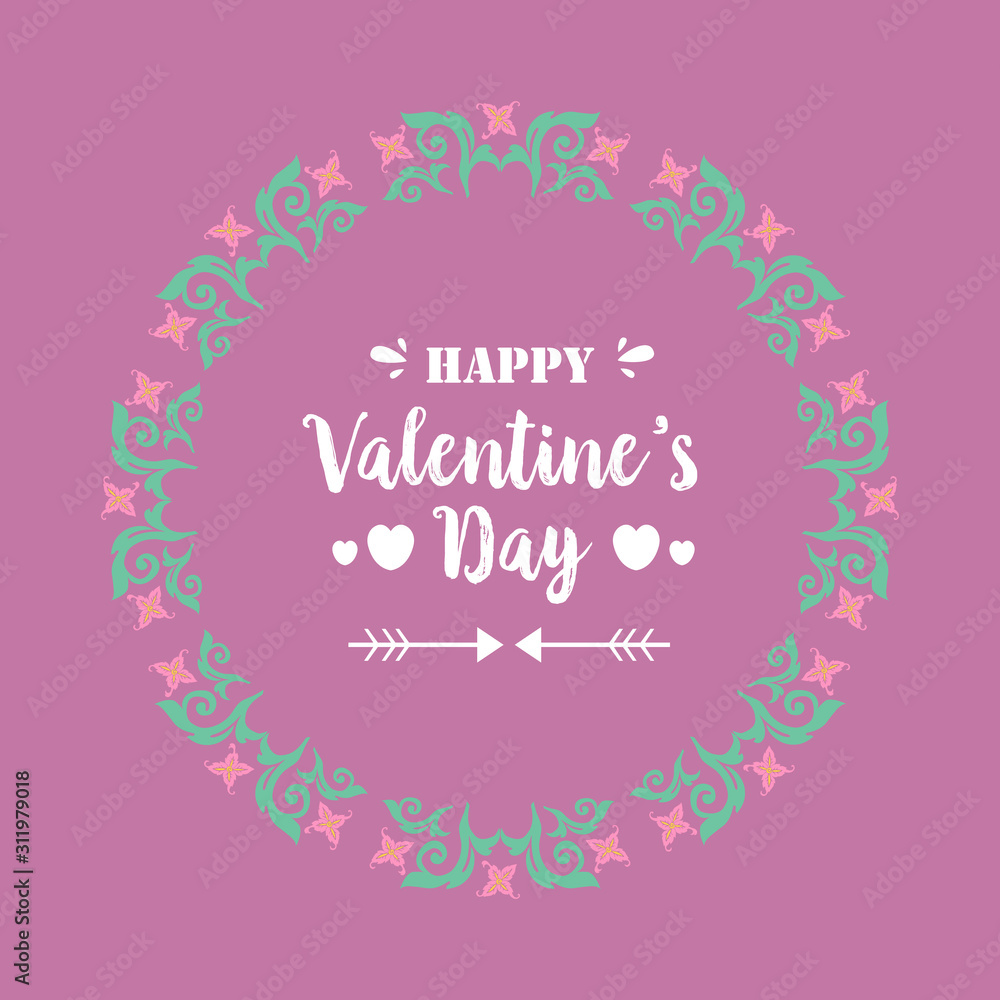 Elegant leaf and flower frame design, for happy valentine card template design. Vector