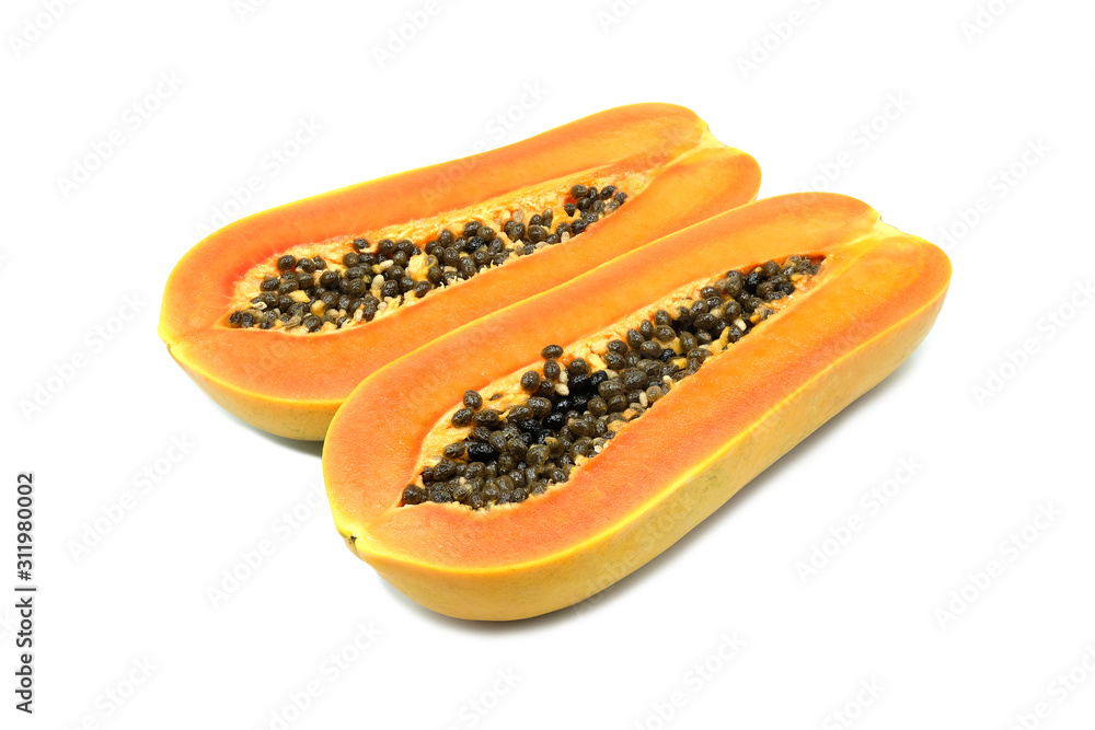 Healthy fruit. Papaya on a white background. Health and food concepts Healthy fruit. Papaya on a white background. Health and food concepts