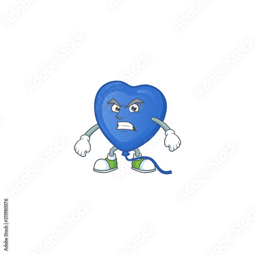 Picture of blue love balloon cartoon character with angry face