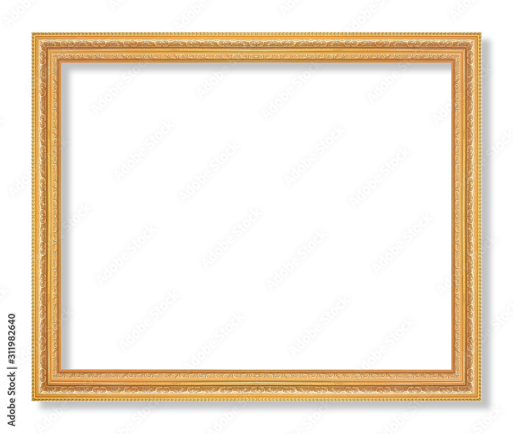 The antique gold frame isolated on the white background with clipping path The antique gold frame isolated on the white background with clipping path