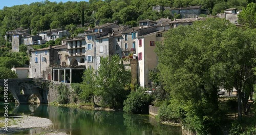 Sauve,Gard department, Occitanie, France. The river Vidourle crossing the village. photo